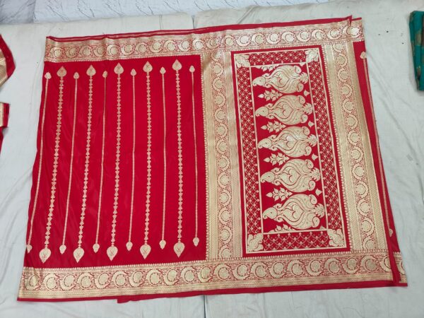 Red Banarasi Silk Saree - Image 4